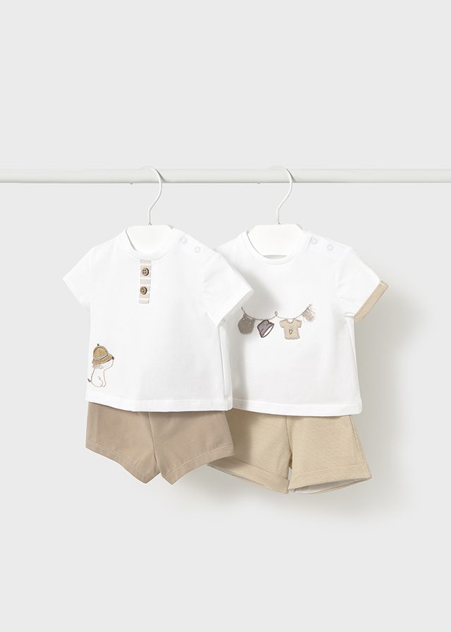 Mayoral Baby Beige 4 Piece Set - Top and Shorts