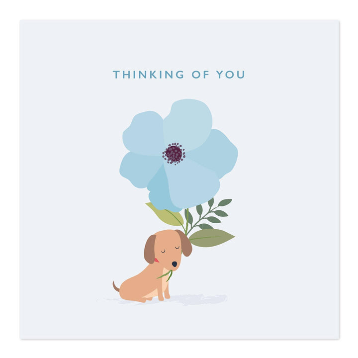 Thinking Of You Greetings Card | Little Dog with Flower