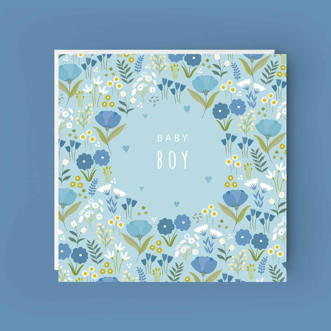 Baby Boy Card | New Baby Card | Blue Floral Card