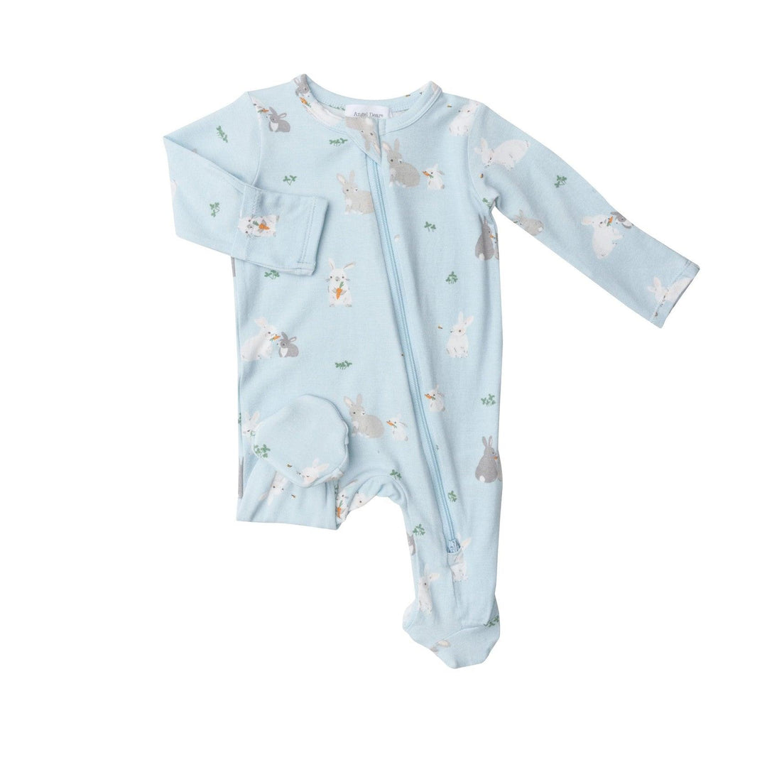 Bamboo Zip Babygrow- Blue Bunnies (6-9 months)