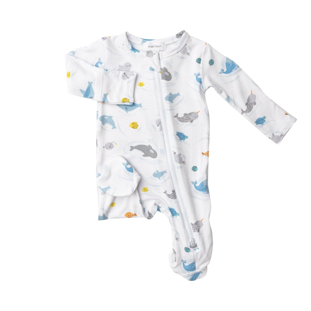 Bamboo Zip Babygrow- Whales (6-9 months)