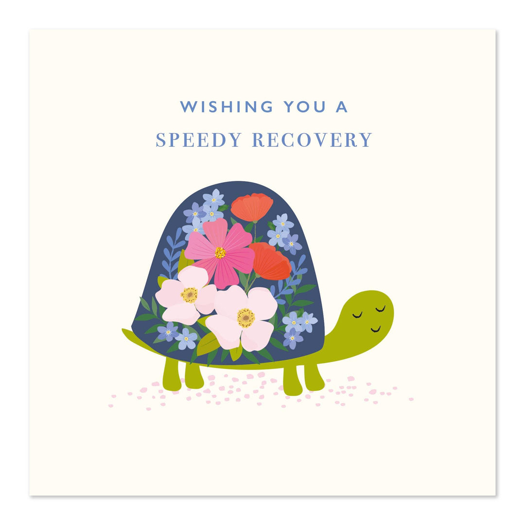 Speedy Recovery Greetings Card | Tortoise with Floral Shell