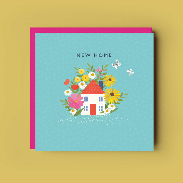 New Home Greetings Card | Little House with Floral Garden