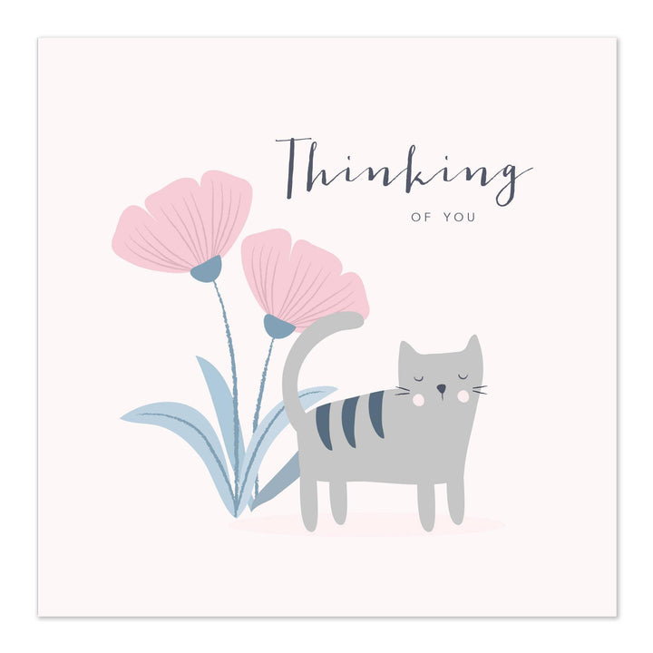 Thinking Of You Greetings Card | Cat with Flowers