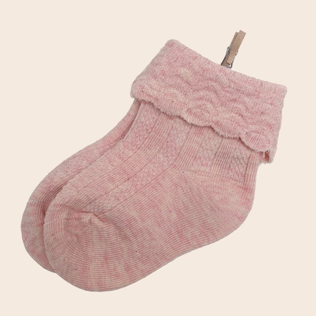 Moccy Moo Moccy Moo Frilled Cable Socks Little Pink