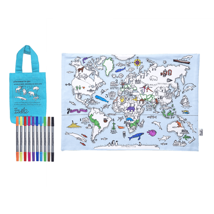 ESD World Map Animals & Sea Life Placemat To Go