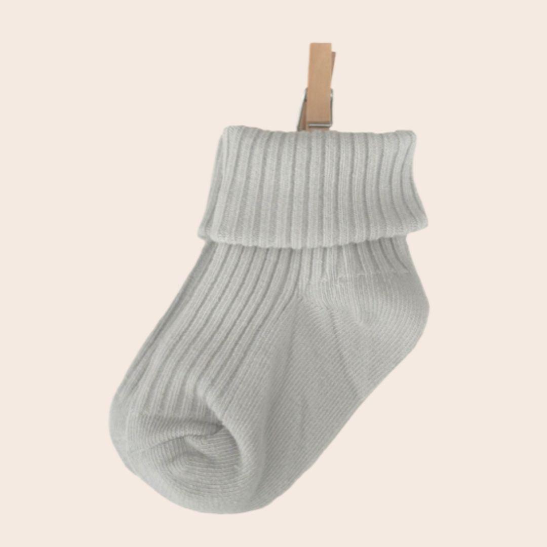 Moccy Moo Moccy Moo Luxury Cotton Newborn Socks Cloud Grey