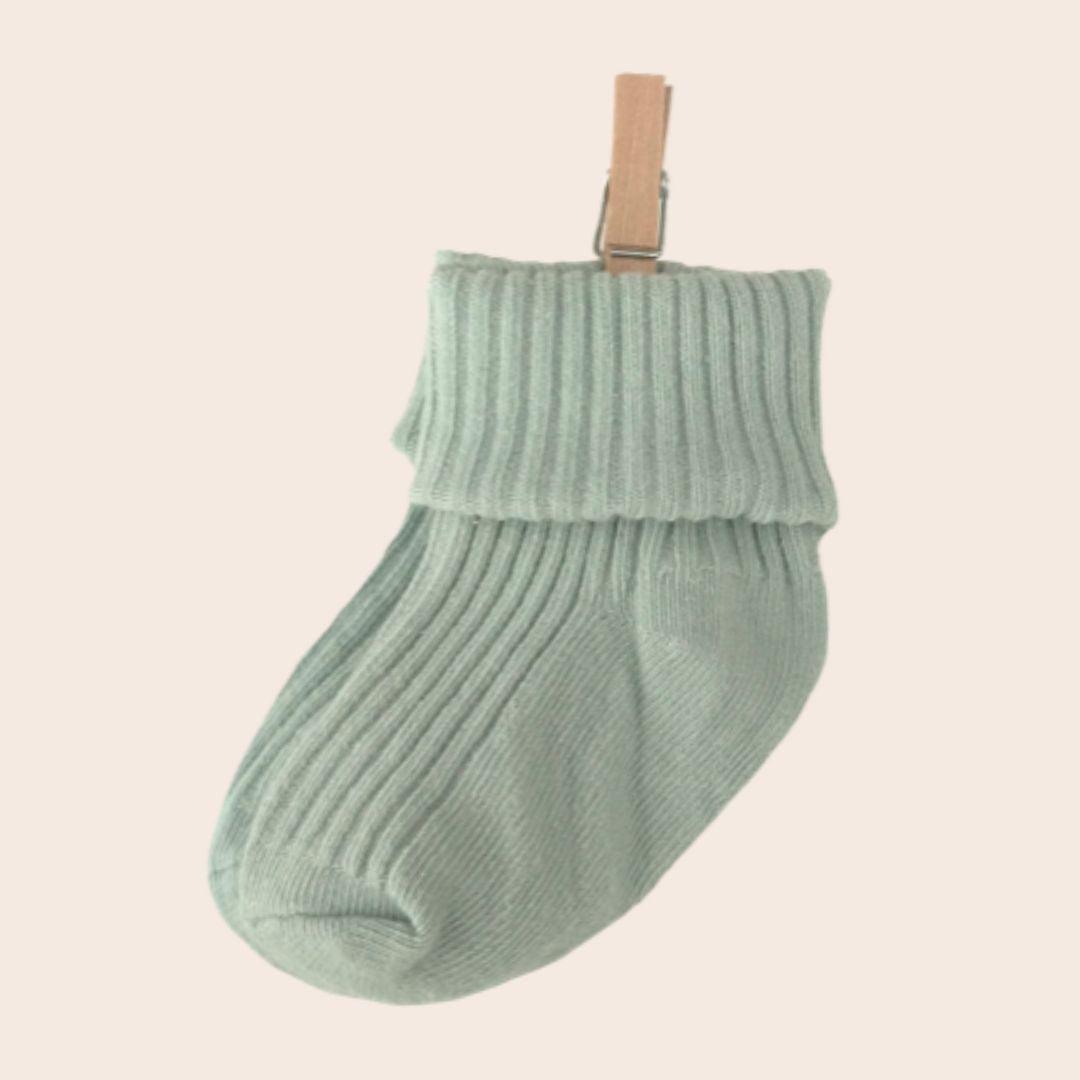 Moccy Moo Luxury Cotton Newborn Socks Little Sage