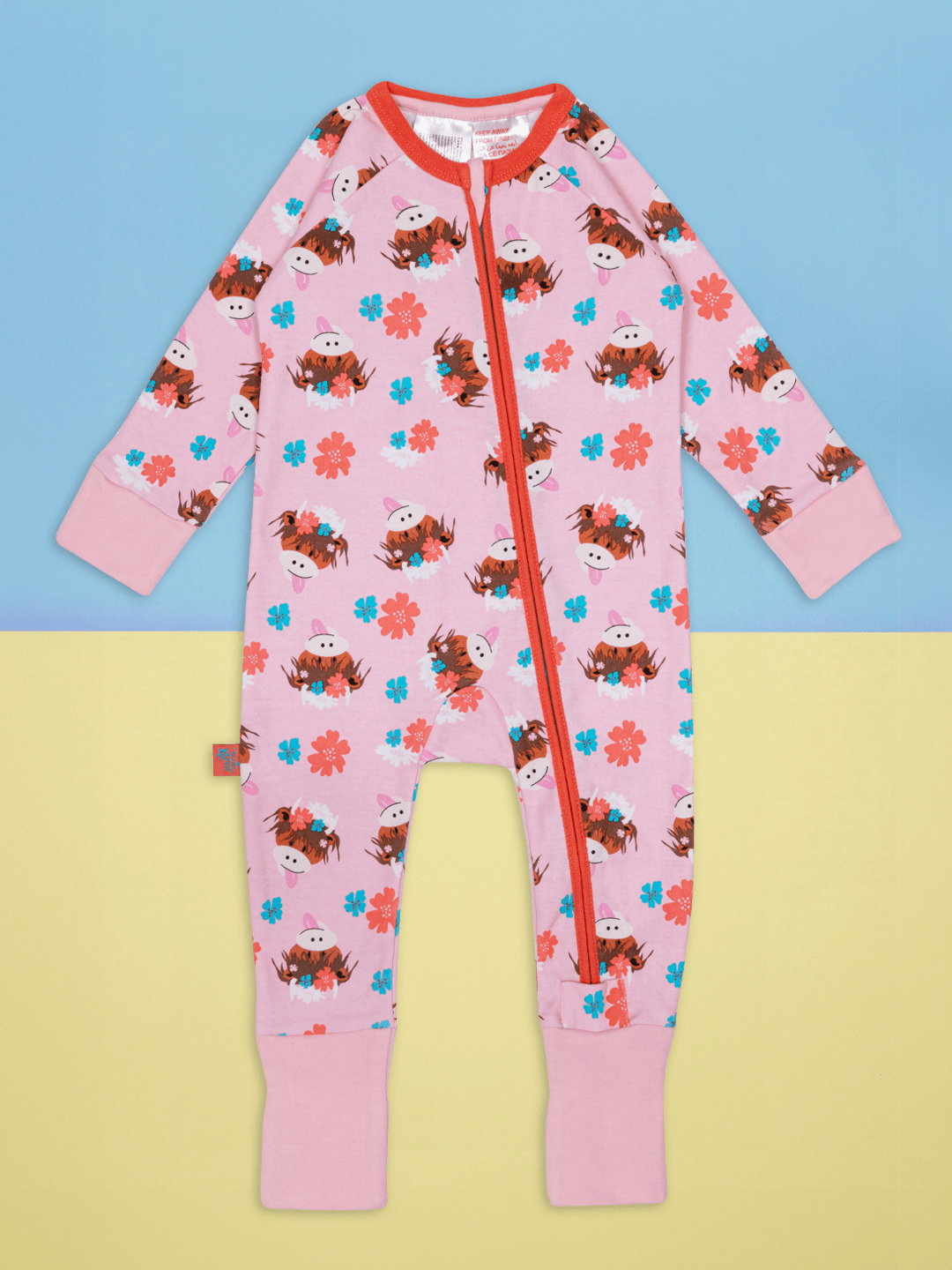 Bonnie Highland Cow Zip Up Romper (0-3 Months)