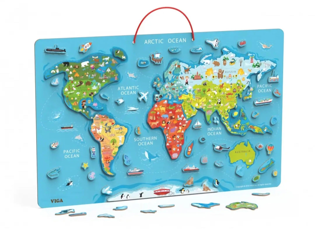 Magnetic World Map Puzzle + Dry Wipe Board