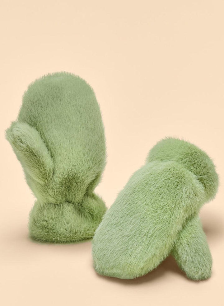 Powder Kids Fluffy Teddy Mittens - Sage