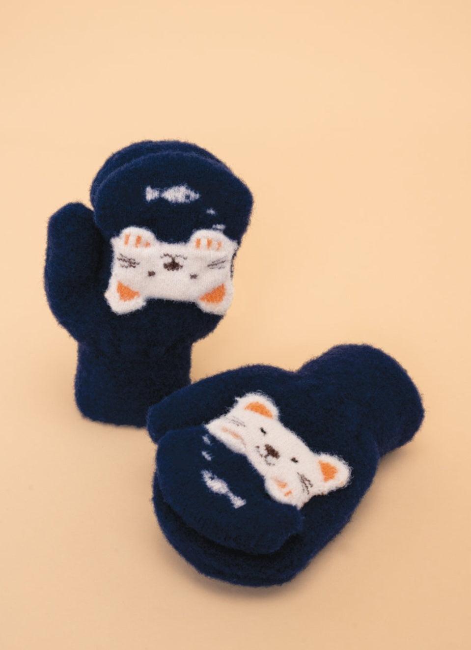 Powder Kids Kitty Mittens - Navy