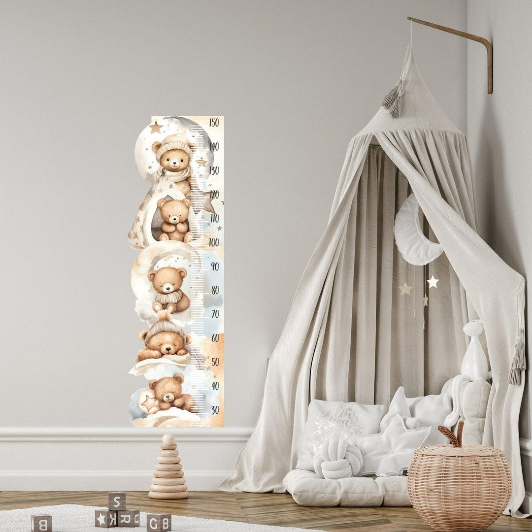 Live Vida Sleeping Bear Textile Wall Stickers Height Chart