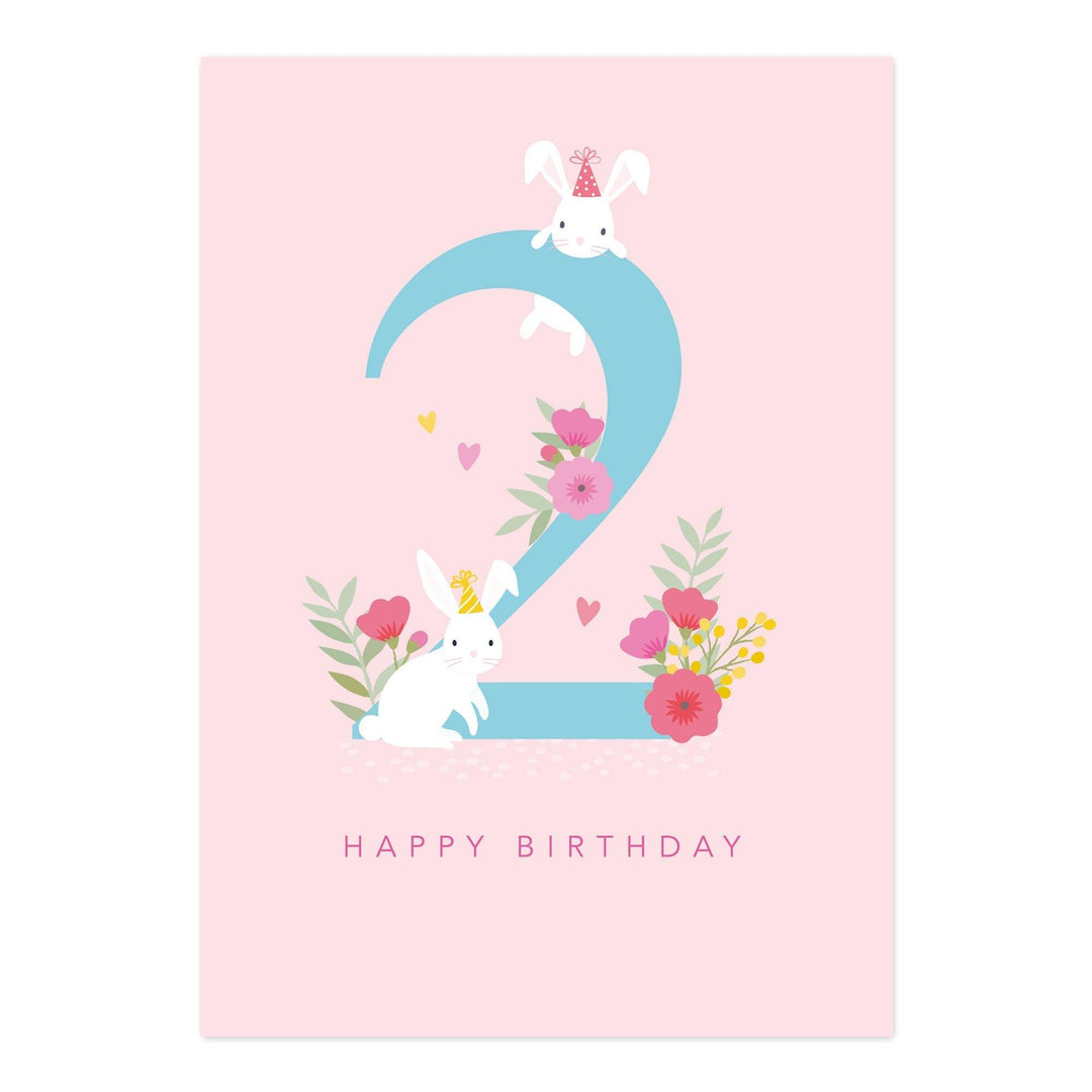 Happy Birthday Card | Age 2 Rabbit Card