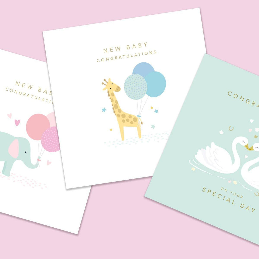 New Baby Cute Giraffe Rainbow Card