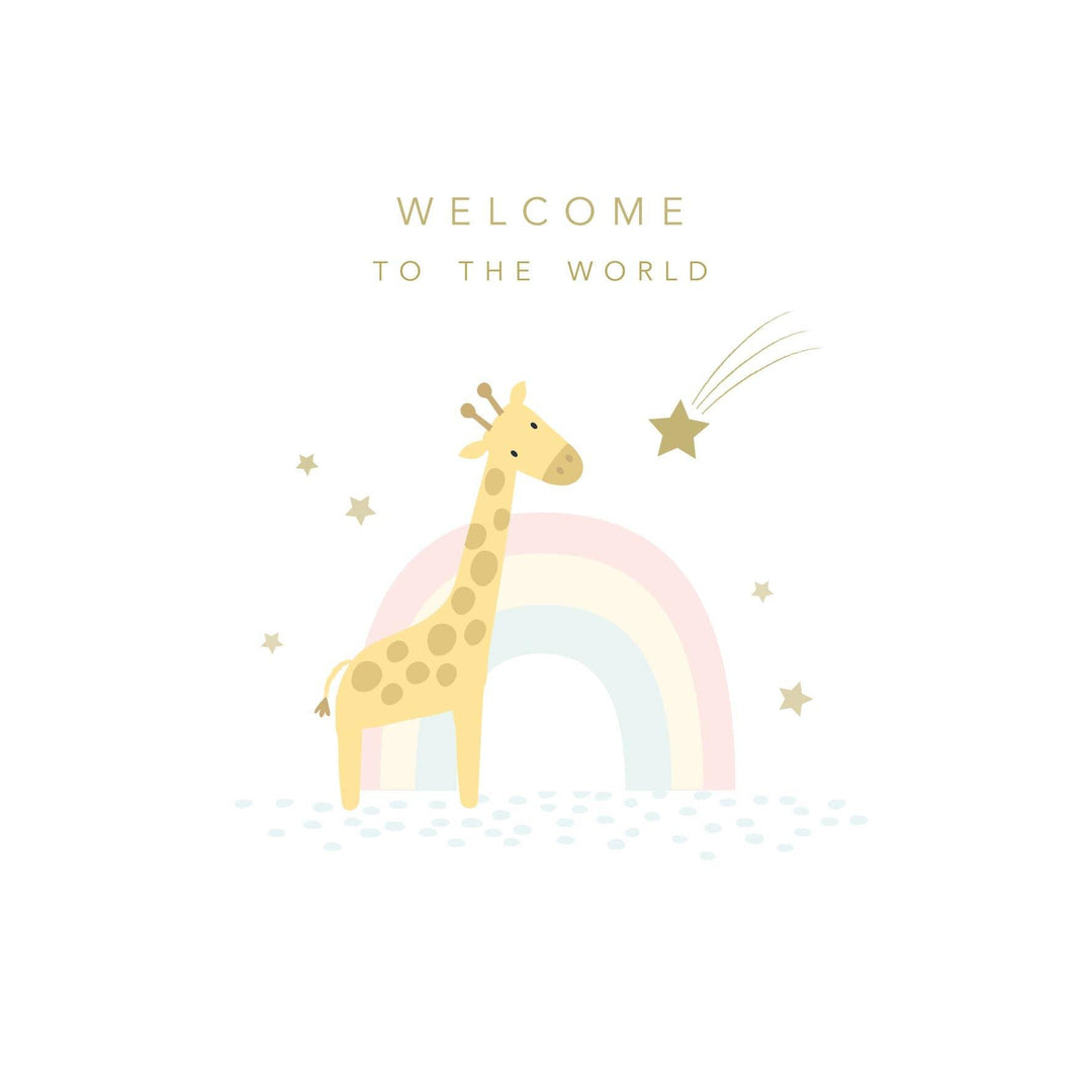 New Baby Cute Giraffe Rainbow Card