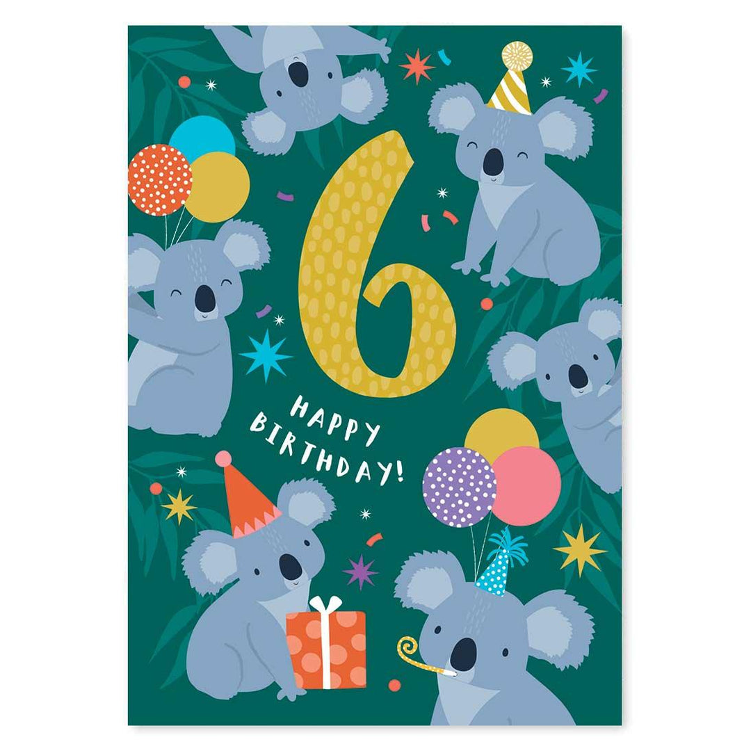 Cute Age 6 Koala Birthday card