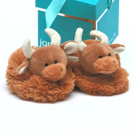 Highland Cow Brown Slippers 0-6m