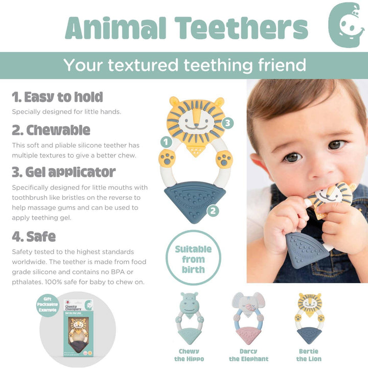 Textured Baby Animal Teether - Chewy the Hippo