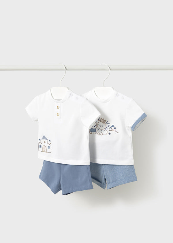 Mayoral Baby Blue 4 Piece Set - Top and Shorts