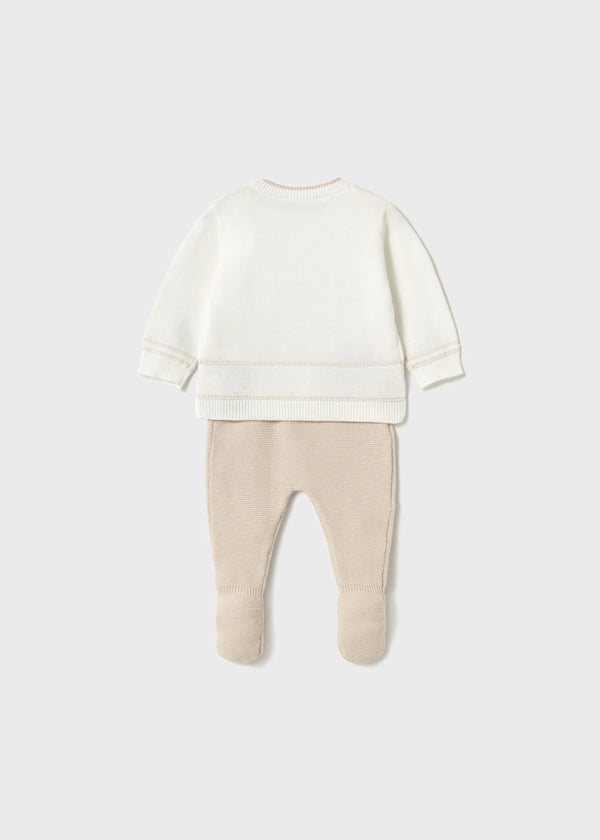 Mayoral Newborn Leggings and Tricot Jumper Set - Stone