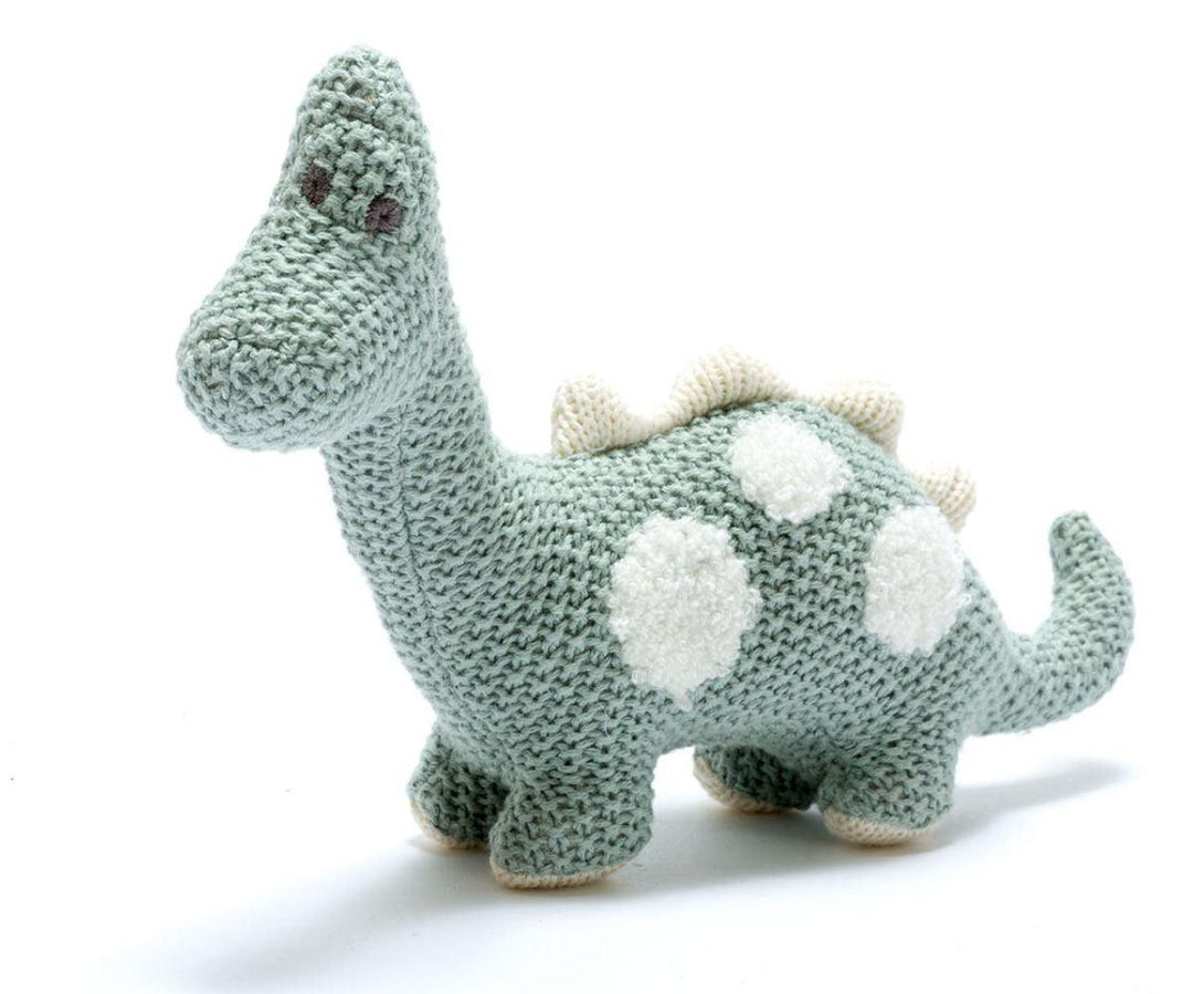 Knitted Organic Cotton Teal Diplodocus Small